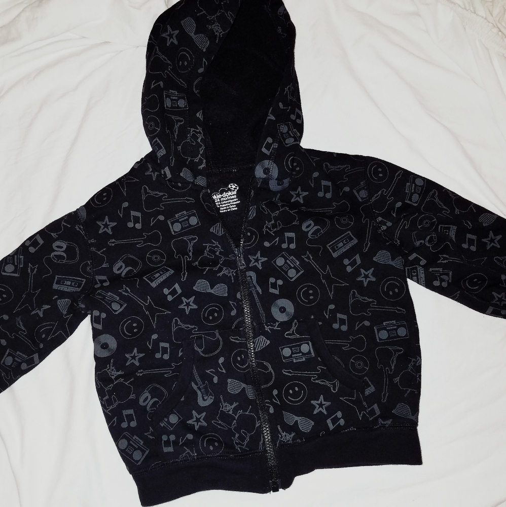 🤑5/$25 Okie Dokie black graphic full zip hoodie